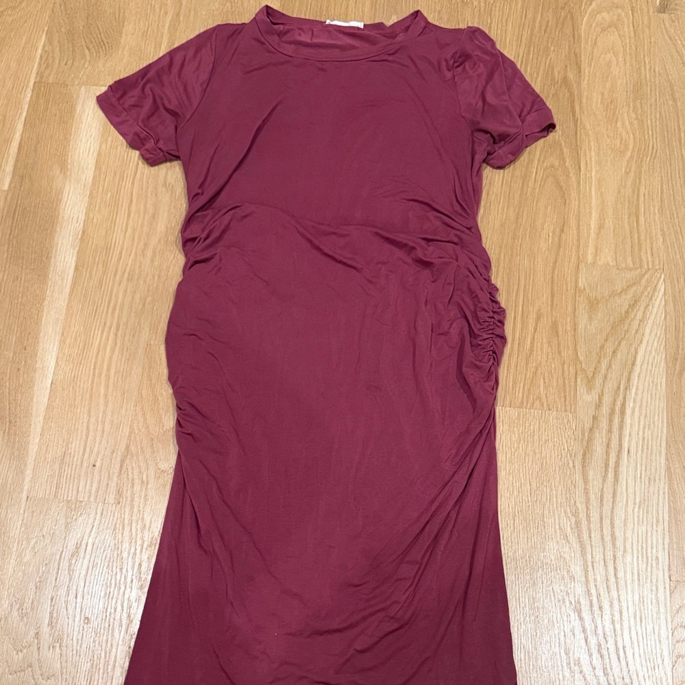 Hello MIZ Maternity Burgundy Midi Dress Size L